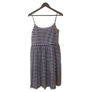 J Crew Dress Size 10 Blue White Sailor Stripe Linen Cotton Sleeveless Nautical